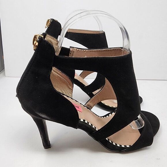 Betsy Johnson "Ryan" Black Fabric Open-Toed Heel, Women's 9 - Picture 3 of 7